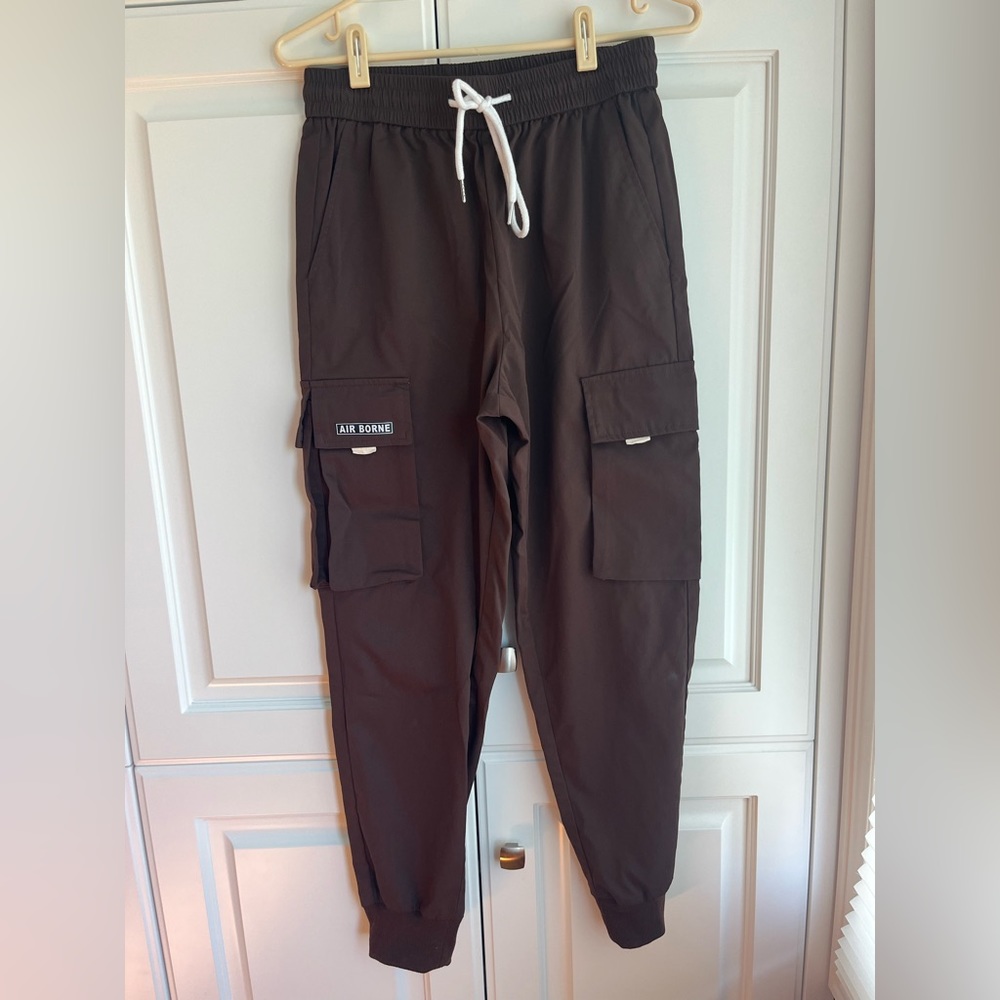 Brown Cargo Utility Tie-Front Pants